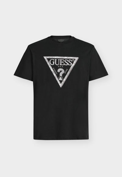 Guess TRIANGLE LEAVES EMBROIDE - Basic T-shirt - jet black