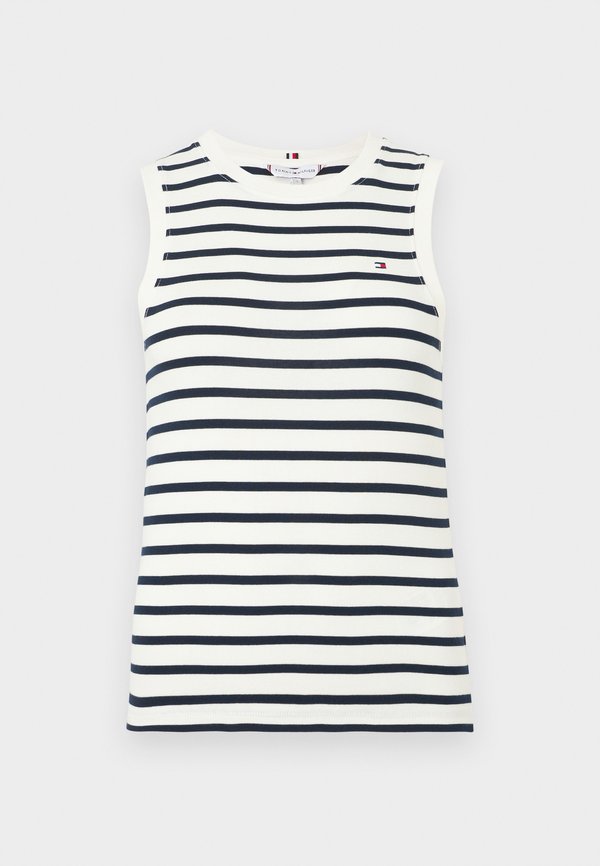 Tommy Hilfiger SLIM CREW NECK TANK TOP - Top - breton ecru/dark night navy