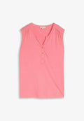 TOM TAILOR TOM TAILOR T-SHIRT HENLEY TOP MIT RAFFUNGEN - Top - soft fuchsia pink