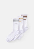 New Balance RUN MIDCALF UNISEX 3 PACK - Sports socks - white grey/desert clay/earth shadow