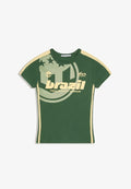 Bershka SHORT SLEEVE SPORT PRINT - T-SHIRT - Print T-shirt - evergreen