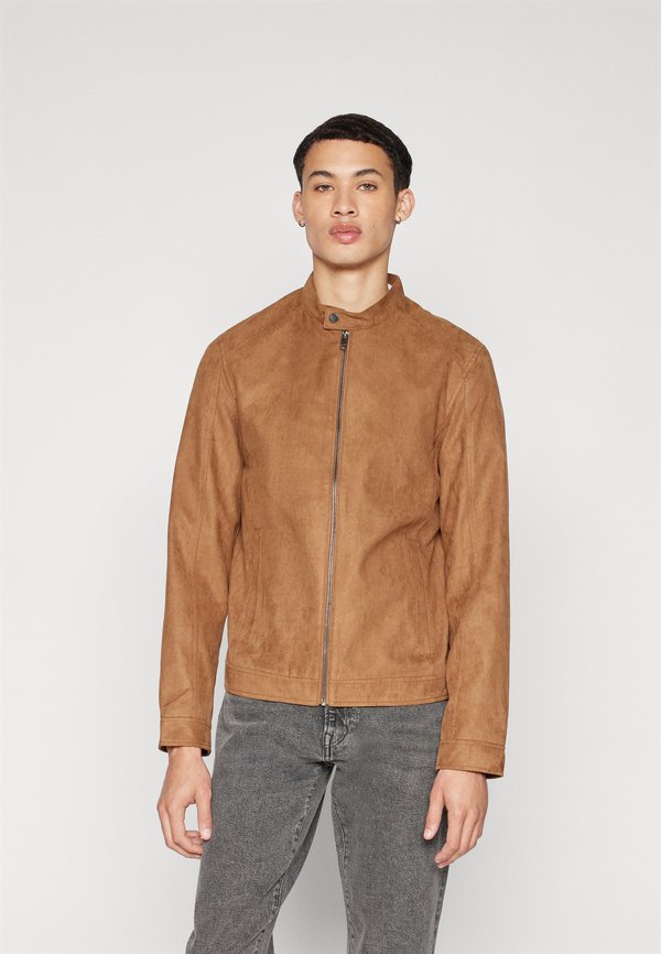 Jack & Jones Synthetic suede Synthetic suede - Faux leather jacket - cognac