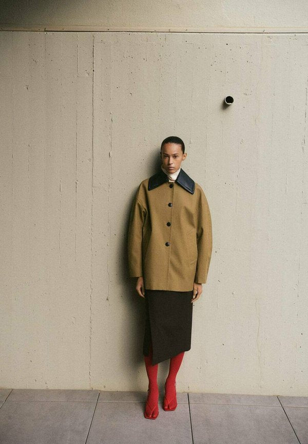 Mango Short coat - medium brown