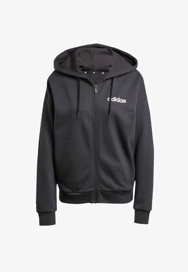 adidas Sportswear ESSENTIALS LINEAR FULL ZIP  HOODIE - Zip-up sweatshirt - black/white
