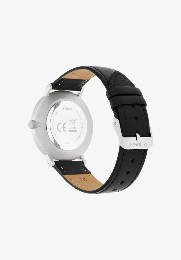 s.Oliver BASIC LEATHER - Watch - schwarz