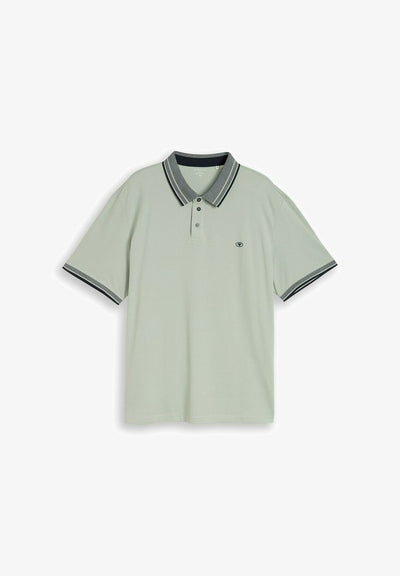 TOM TAILOR PLUS SIZE - MIT LOGO-PRINT - Polo shirt - soft greyish green