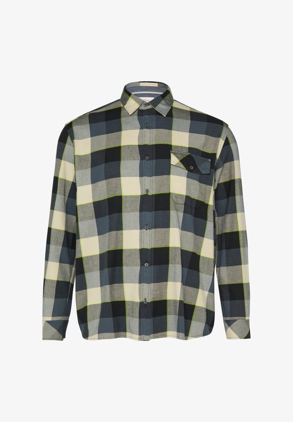 s.Oliver KARIERTES MIT ARTWORK - Shirt - schiefergrau