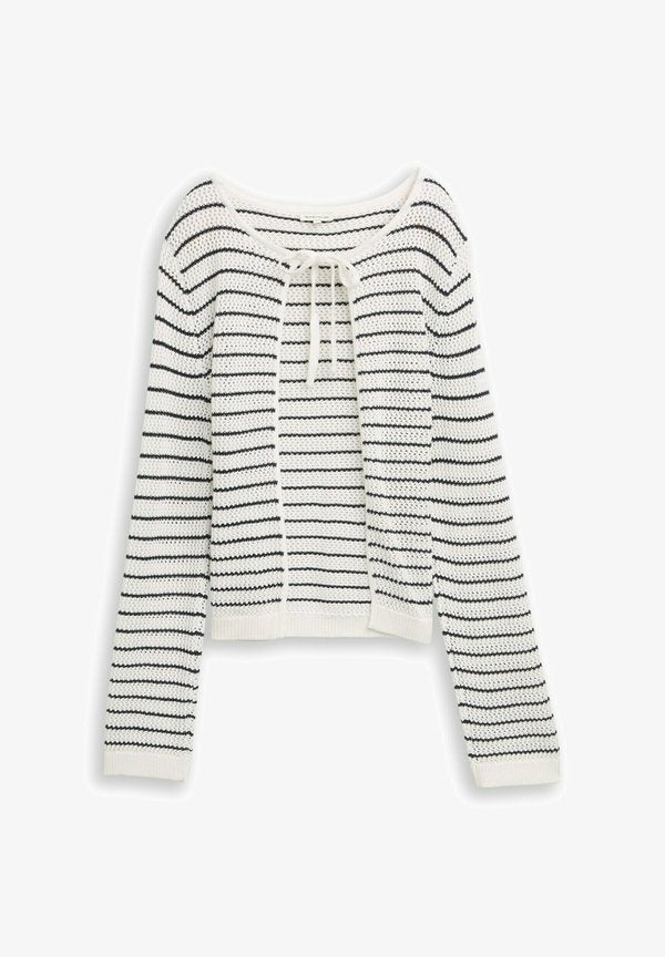 TOM TAILOR Cardigan - white/navy structure stripe