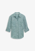 TOM TAILOR BLOUSE WITH SLUB STRUCTURE - Button-down blouse - deep meadow green