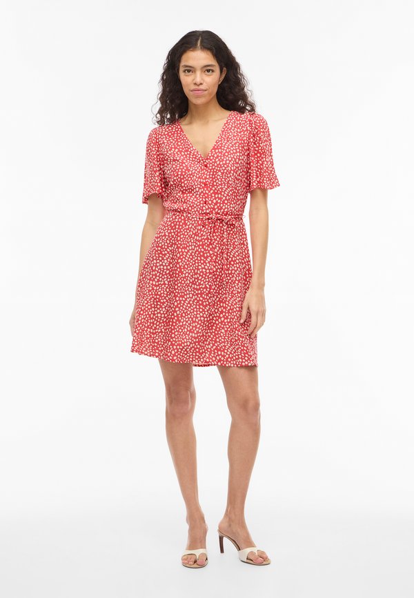 VILA VIGRACE V-NECK S/S SHORT DRESS - NOOS
