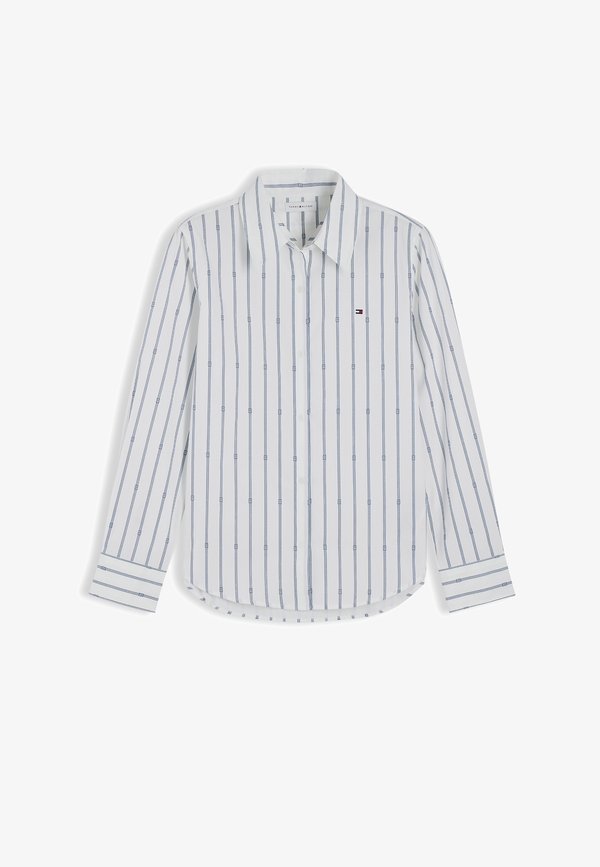 Tommy Hilfiger POPLIN REGULAR SHIRT - CORE SHIRTING - Button-down blouse - ecru/sky blue