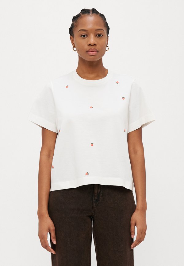 Vero Moda Petite VMSOLVEI METTE - Print T-shirt - snow white