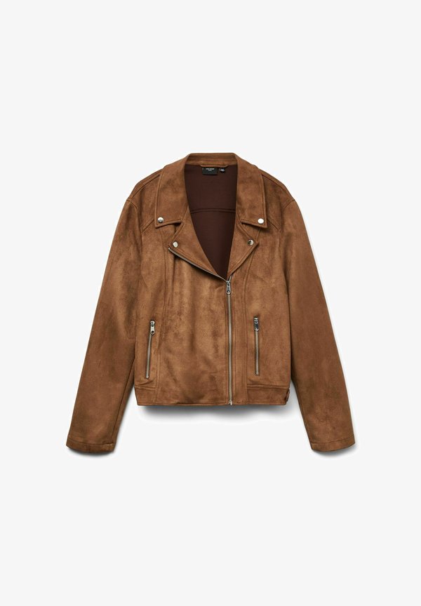 Vero Moda Curve VMCJOSE SHORT JACKET NOOS CUR - Faux leather jacket - cognac