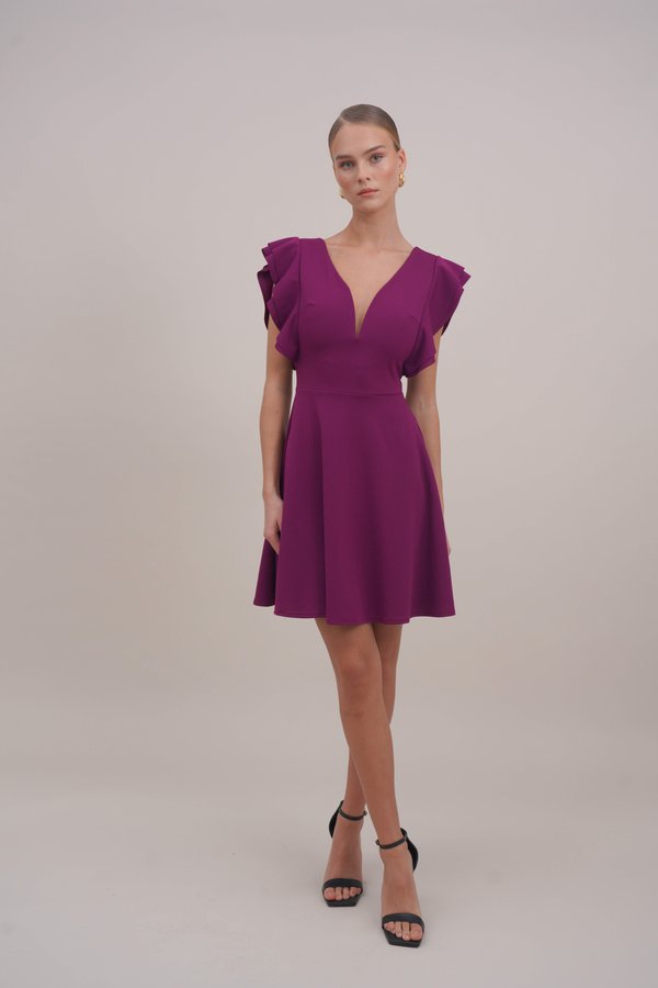 WAL G. FLUTTER SLEEVES DRESS
