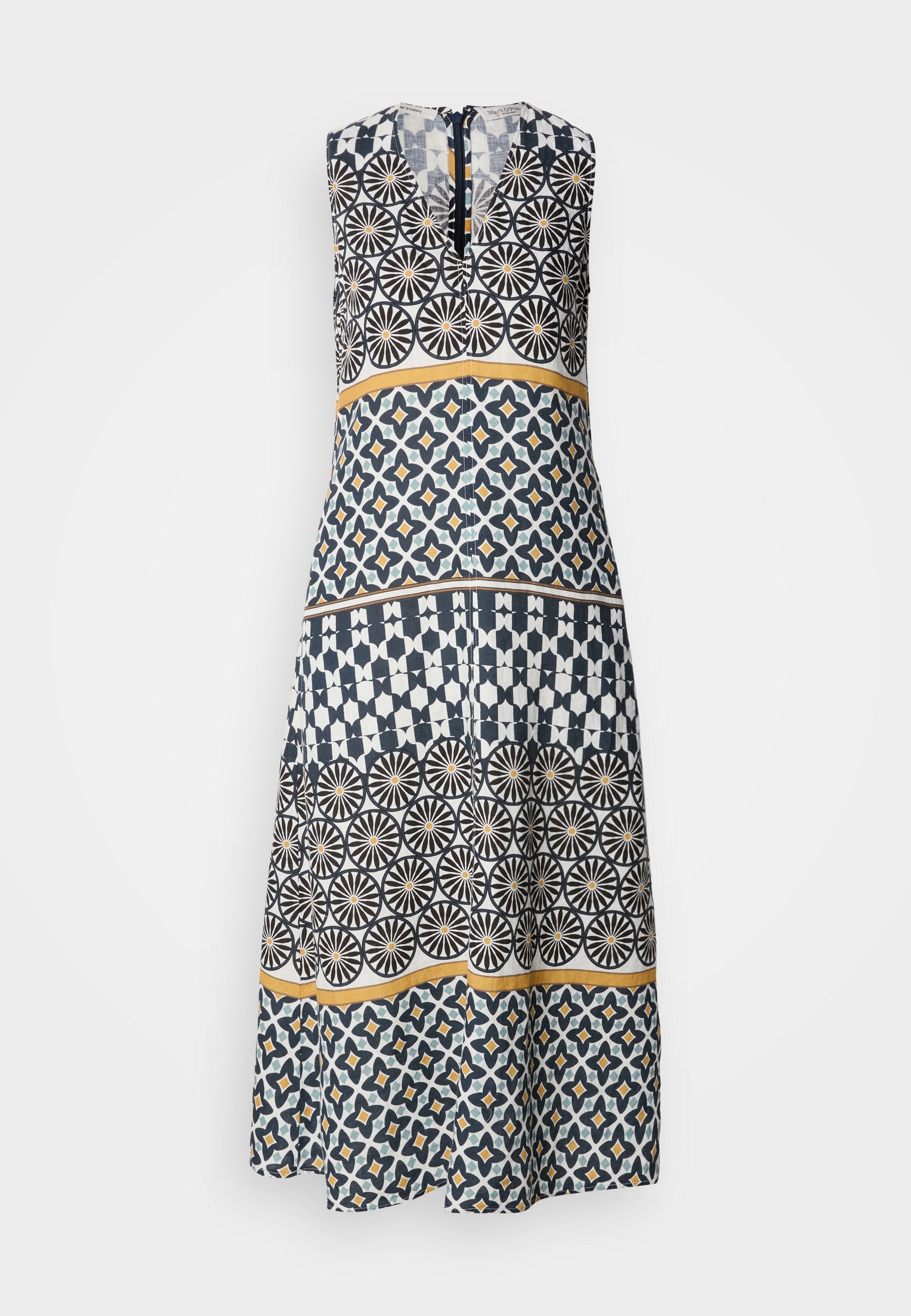 Marc O'Polo DRESS SLEEVELESS V NECK FIT AND FLARE SHAPE CUTLINES PRINTED