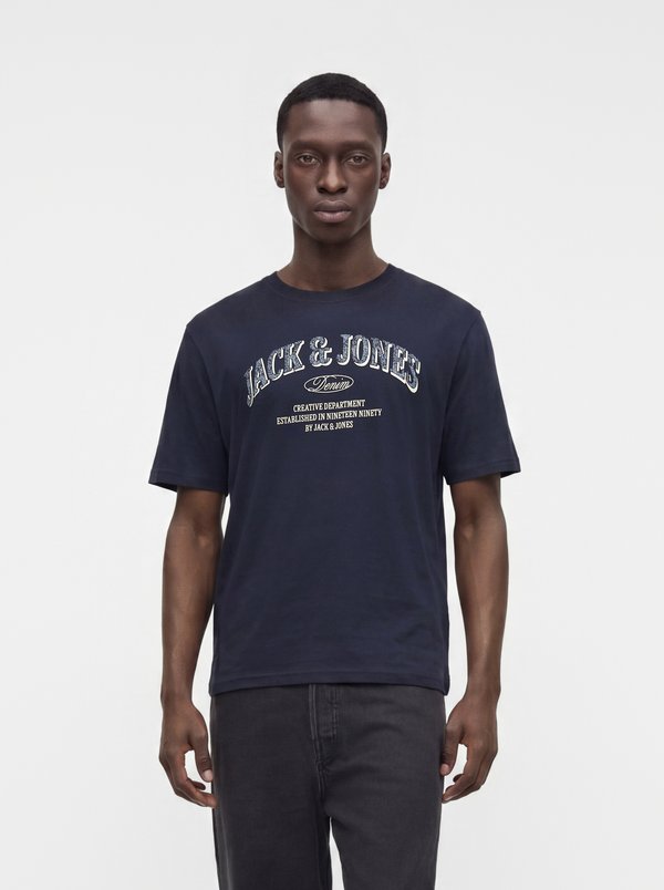 Jack & Jones JJEDENVER LOGO TEE SS O-NECK SN - Print T-shirt - navy blazer