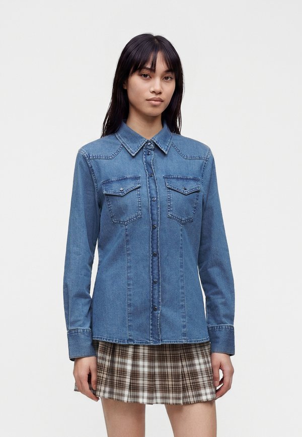 ONLY ONLOLIVIA L/S FITTED DNM SHIRT DNM QYT - Button-down blouse - medium blue denim