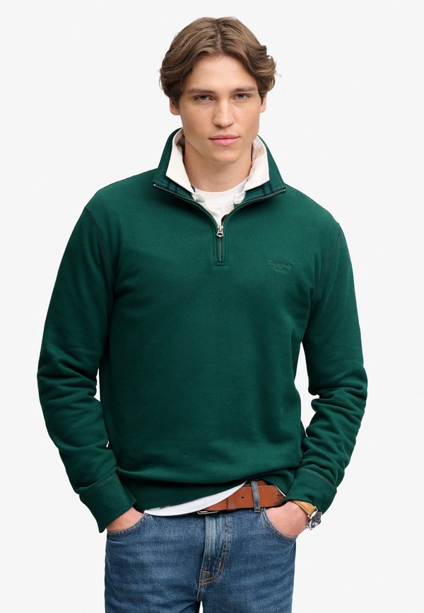 Superdry & Co ESSENTIAL SERIF LOGO HALF-ZIP-SWEATSHIRT LOCKERE PASSFORM - Sweatshirt - collegegrün