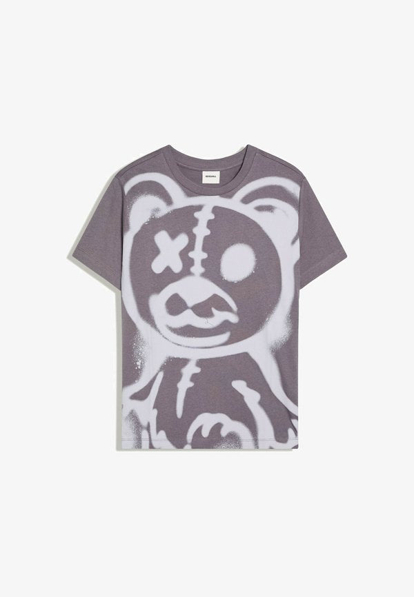 Bershka REGULAR FIT BEAR - T-SHIRT - Print T-shirt - blue