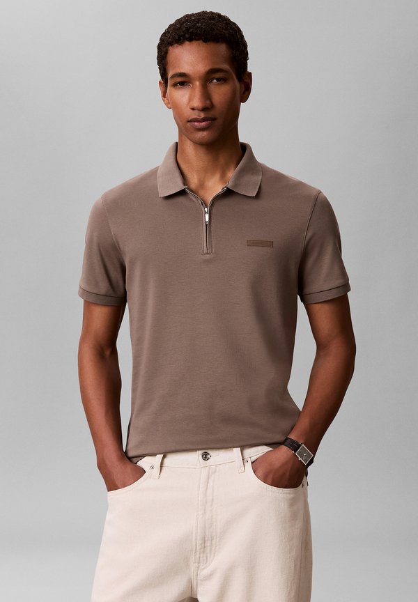Calvin Klein SS SLIM SUPIMA ZIP POLO - Polo shirt - bungee cord