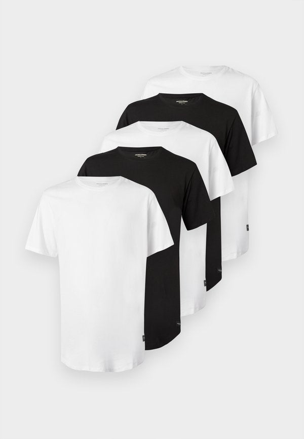 Jack & Jones JJENOA TEE CREW NECK 5 PACK - Basic T-shirt - white/black