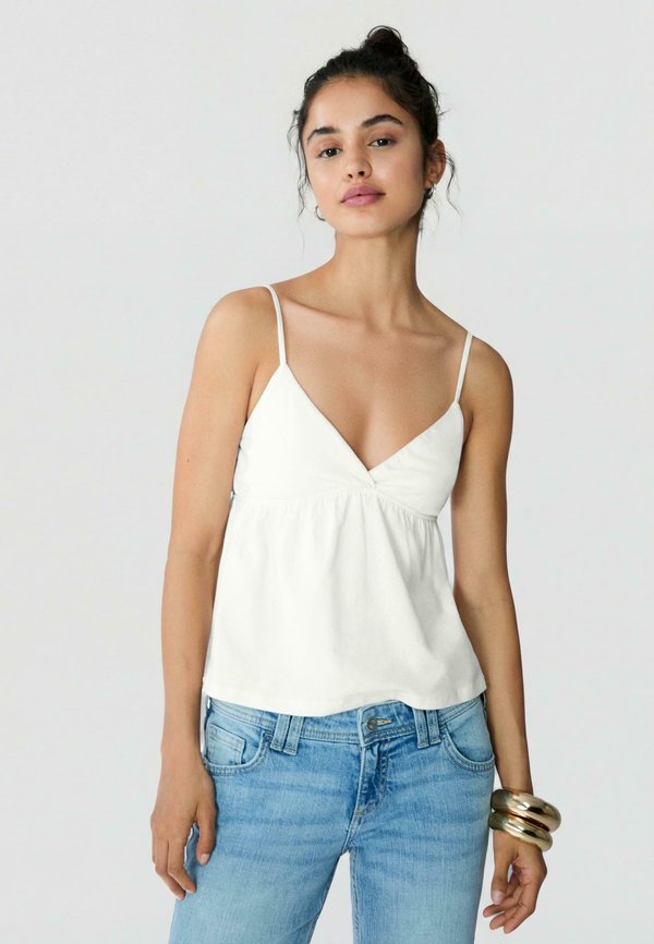 Bershka STRAPPY RUFFLED - TOP 01228134 - Top - white