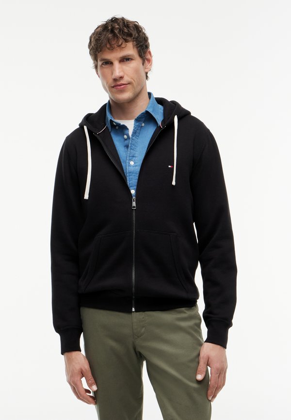 Tommy Hilfiger ESSENTIAL HOODED - Zip-up sweatshirt - black