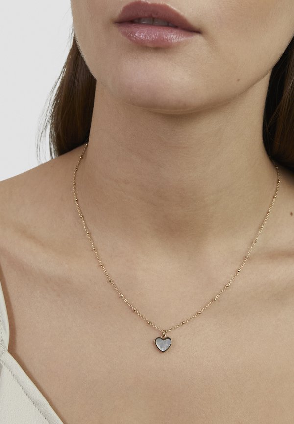 s.Oliver PEARL HEART - Necklace - gold-coloured