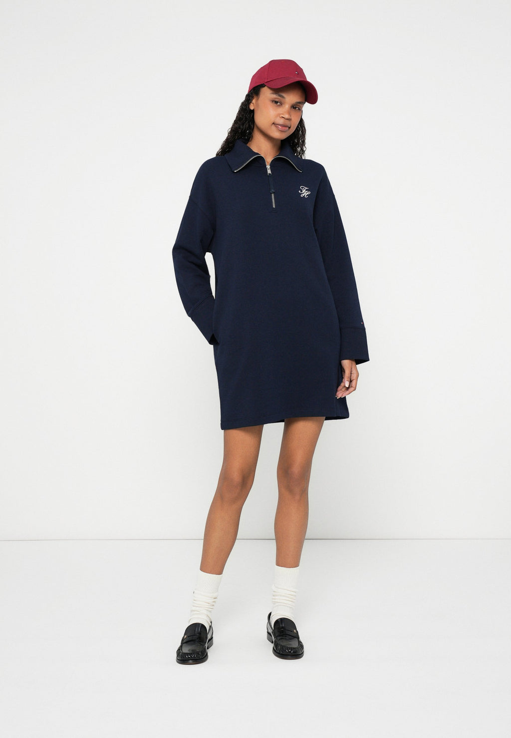 HALF-ZIP RELAXED MINI SWEATSHIRT DRESS Media 2