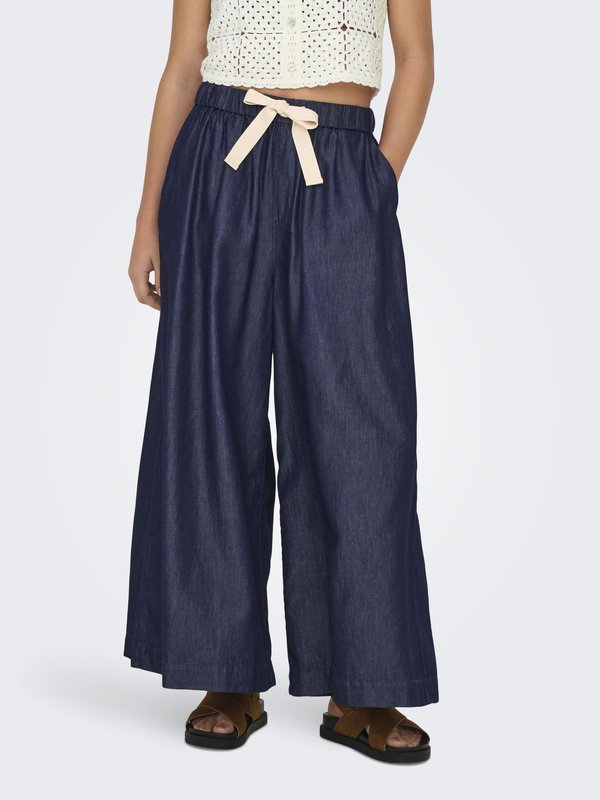 ONLY Wide-fit ONLBEA High waist Wide Leg Fit Ankle length - Relaxed fit jeans - dark blue denim