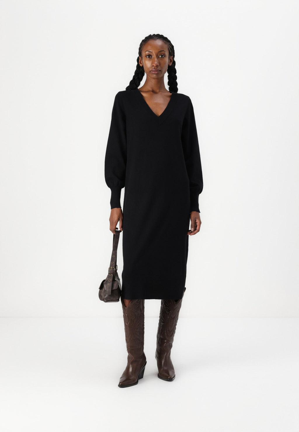 VILA VIAMANDA LONG V NECK DRESS