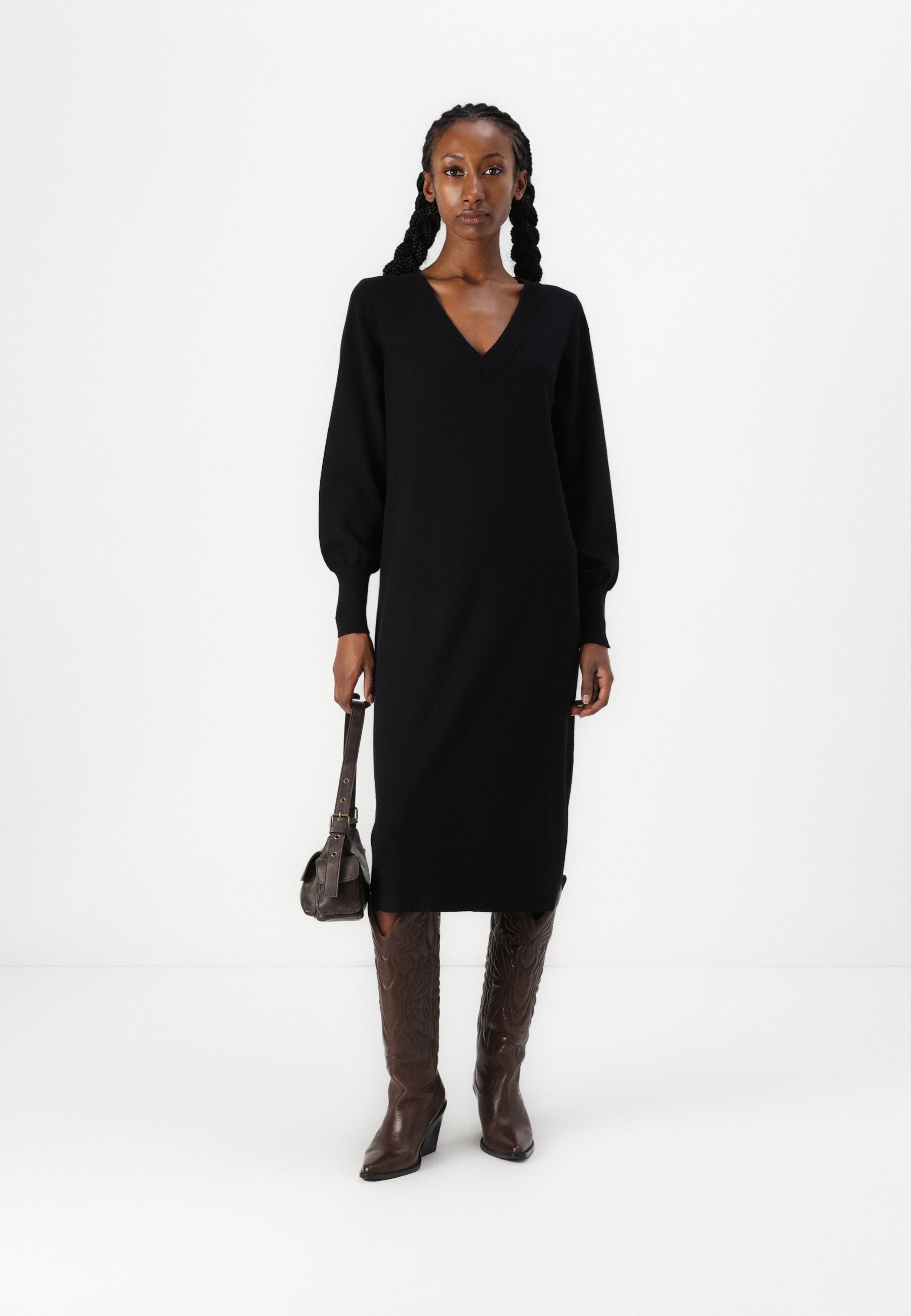 VILA VIAMANDA LONG V NECK DRESS