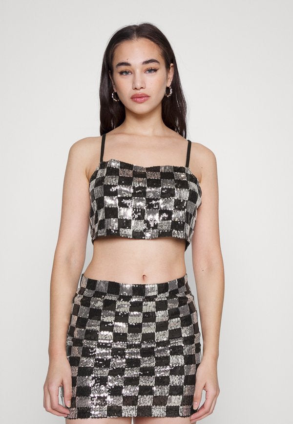 Noisy May NMMINDY  SEQUIN CROPPED TOP