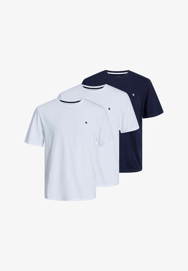 Jack & Jones 3 PACK - Basic T-shirt - weiß   dunkelblau