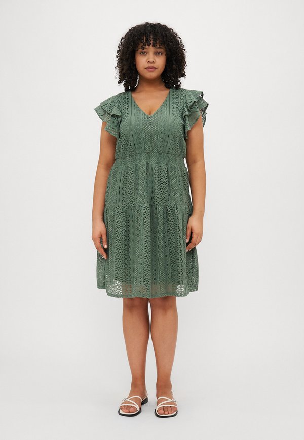 Vero Moda Curve VMHONEY V NECK DRESS  - Day dress - laurel wreath