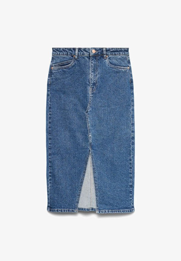 Vero Moda Denim VMVERI High waist Long - Pencil skirt - medium blue denim