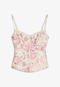 Bershka FLORAL CORSET - STRAPPY TOP - Top - light pink