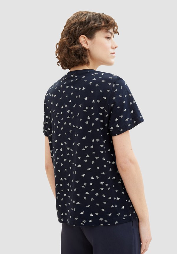 TOM TAILOR 2ER-SET RUNDHALS KURZARM - Print T-shirt - dunkelblau