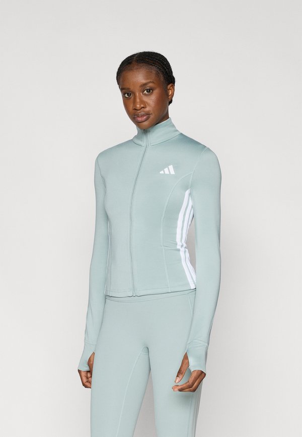 adidas Performance WORKOUT ESSENTIALS 3 STRIPES ZIP THROUGH - Training jacket - sage/white