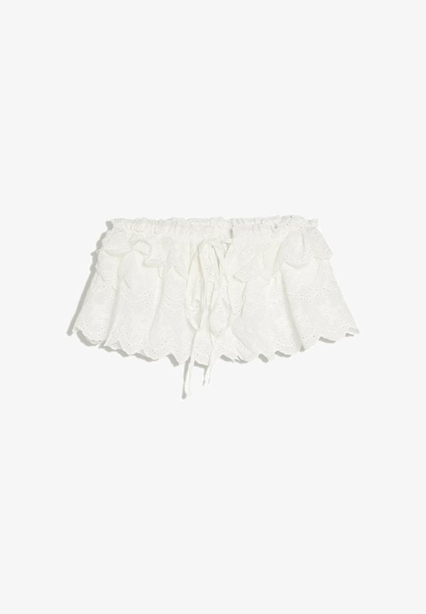 Bershka EMBROIDERED - WRAP SKIRT - Wrap skirt - white