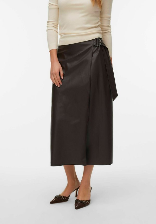 Vero Moda VMPOLLY Midi - A-line skirt - chocolate martini