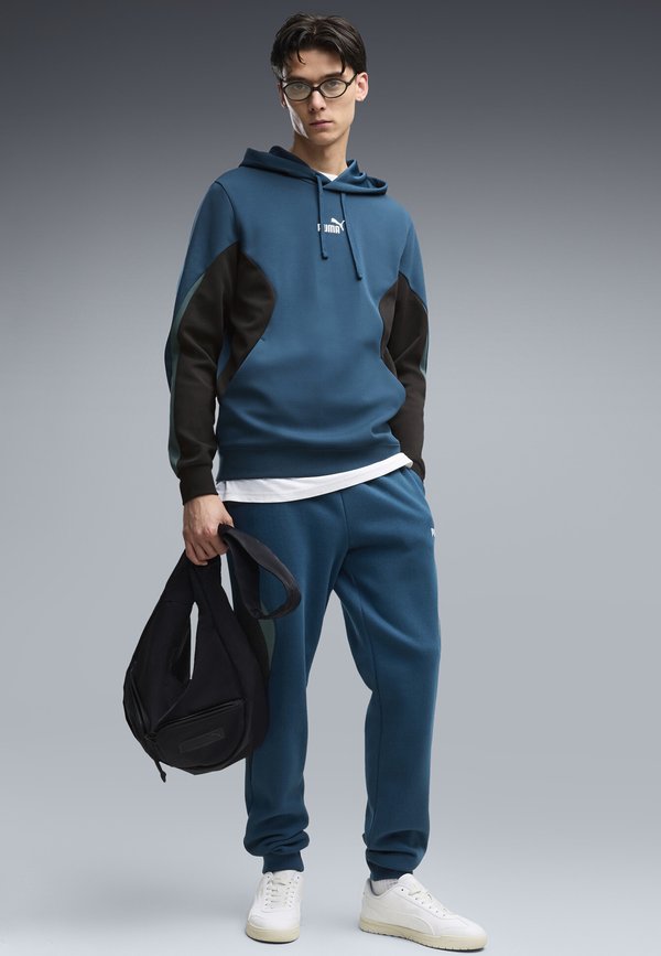 Puma ESSENTIALS COLOURBLOCK HOODIE UNISEX - Hoodie - midnight petrol