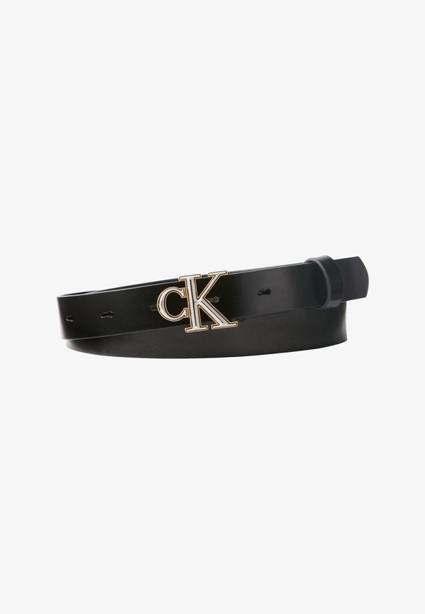 Calvin Klein ROUND BUCKLE SMOOTH - Belt - black