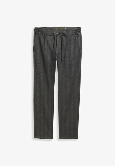 TOM TAILOR REGULAR  - Trousers - dark grey herringbone stripe