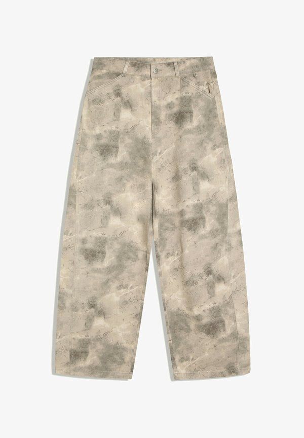 Bershka PRINTED BARREL - TROUSERS - Trousers - grey