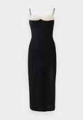 David Koma RUFFLE FEATHER BALCONETTE BRA OPEN LEG MIDI DRESS