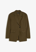Bershka STRIPED CROSSOVER - BLAZER - Short coat - khaki