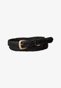 Calvin Klein BRAIDED LOGO BUCKLE - Belt - black/antique light gold-coloured