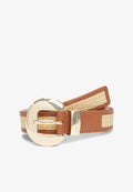 Tommy Hilfiger RAFFIA OVAL BUCKLE LEATHER BELT - Belt - beige