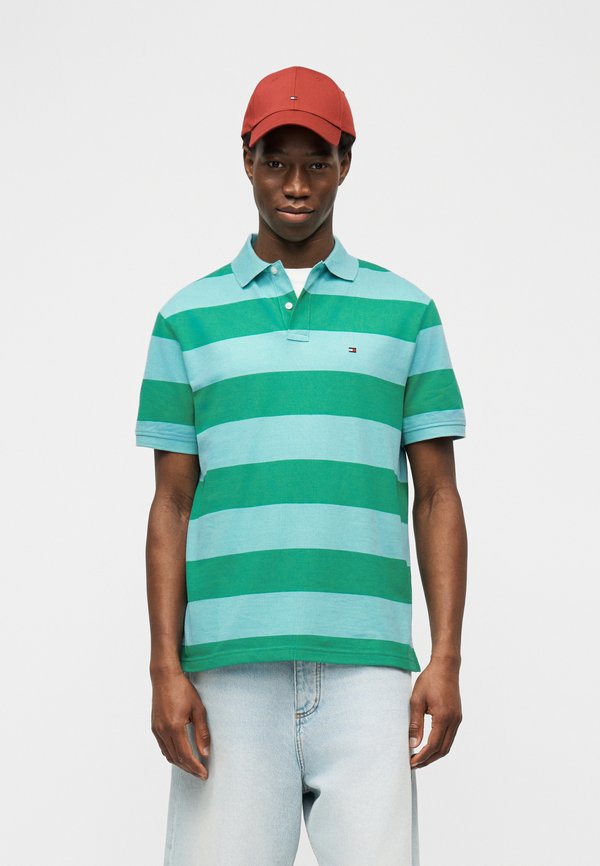 Tommy Hilfiger BLOCK STRIPE - Polo shirt - jade wink/arctic aqua